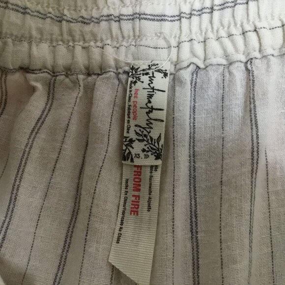 INTIMATELY FREE PEOPLE Women Striped Wide Leg Slit Cropped Pants XS Drawstring - Picture 5 of 9